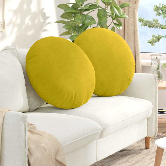 vidaXL Μαξιλάρια καθισμάτων 2 pcs Κίτρινο Ø 40 x 13 εκ. Βελούδο