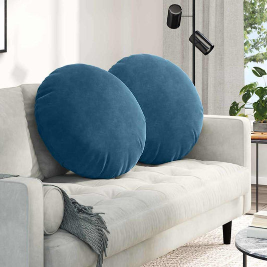 vidaXL Μαξιλάρια καθισμάτων 2 pcs Μπλε Ø80 x 29 εκ Βελούδο