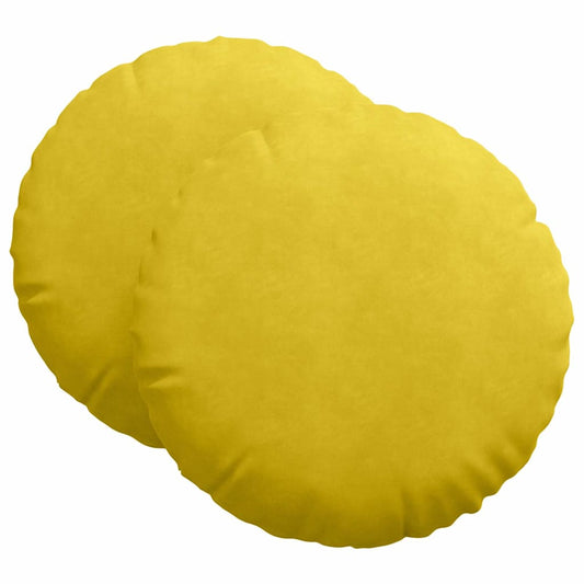 vidaXL Μαξιλάρια καθισμάτων 2 pcs Κίτρινο Ø80 x 29 εκ Βελούδο