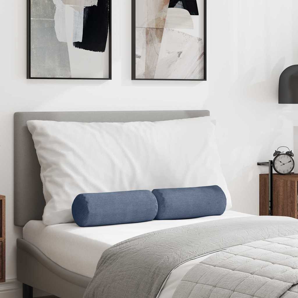 vidaXL Μαξιλάρια Στήριγμα 2 pcs Μπλε Ø 15 x 40 εκ Υφασμάτινο Κορντουρά