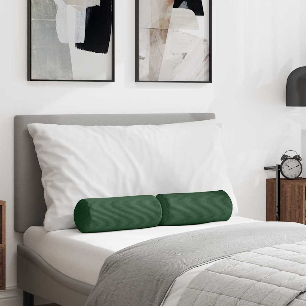 vidaXL Μαξιλάρια Στήριγμα 2 pcs Σκούρο Πράσινο Ø 15 x 40 εκ