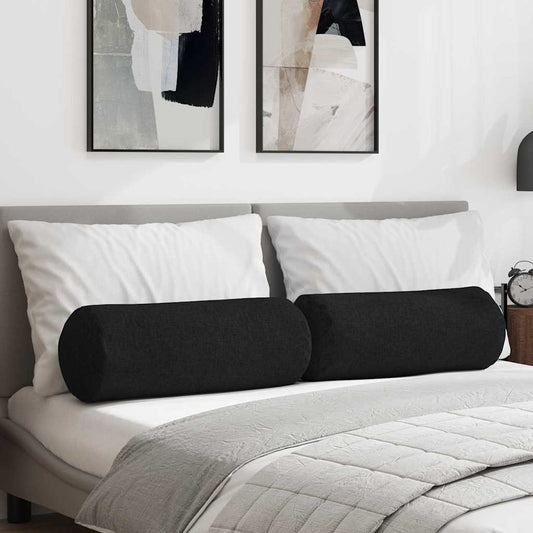 vidaXL Μαξιλάρια Στήριγμα 2 pcs Μαύρο Ø 25 x 70 cm ύφασμα