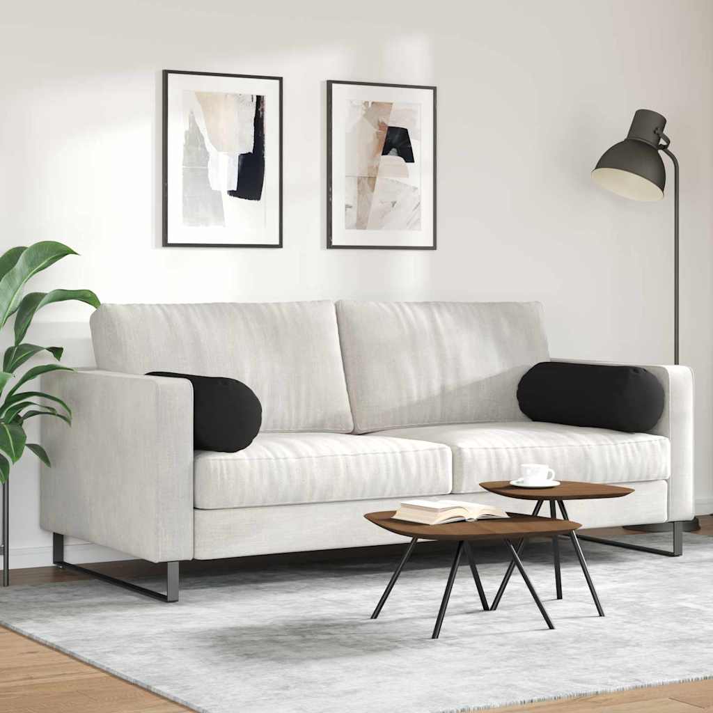 vidaXL Μαξιλάρια Στήριγμα 2 pcs Μαύρο Ø 25 x 70 cm Ύφασμα Μικροΐνας