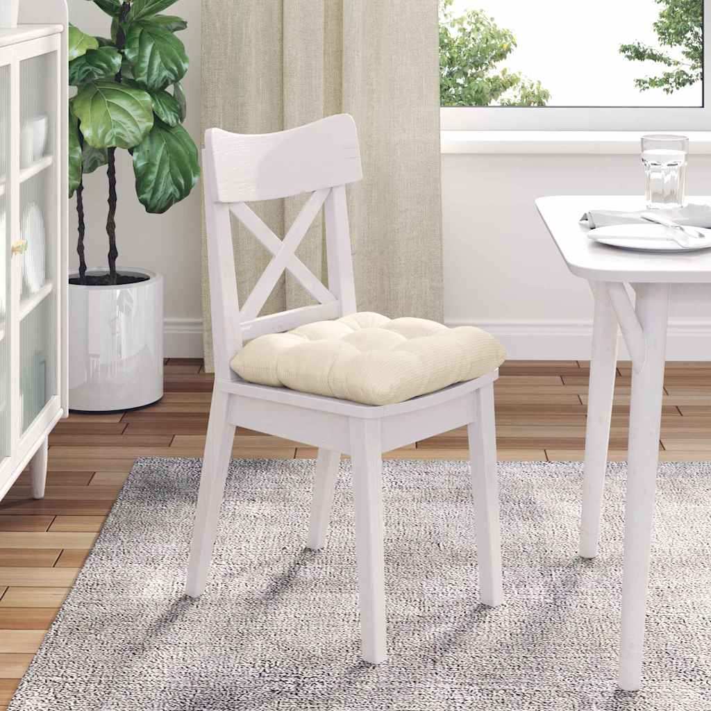 vidaXL Μαξιλάρια καθισμάτων 4 pcs Κρεμ 40 x 40 cm Υφασμάτινο Κορντουρά