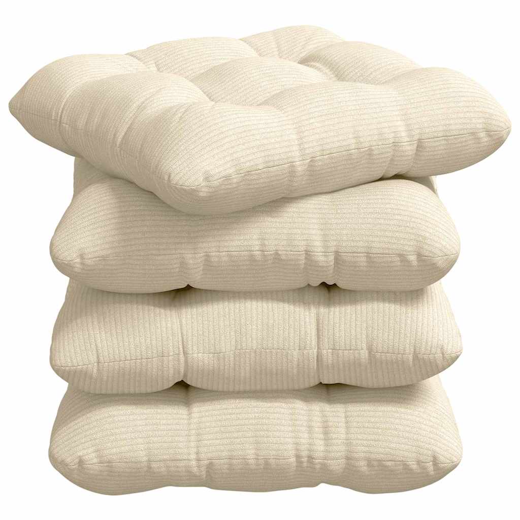 vidaXL Μαξιλάρια καθισμάτων 4 pcs Κρεμ 40 x 40 cm Υφασμάτινο Κορντουρά