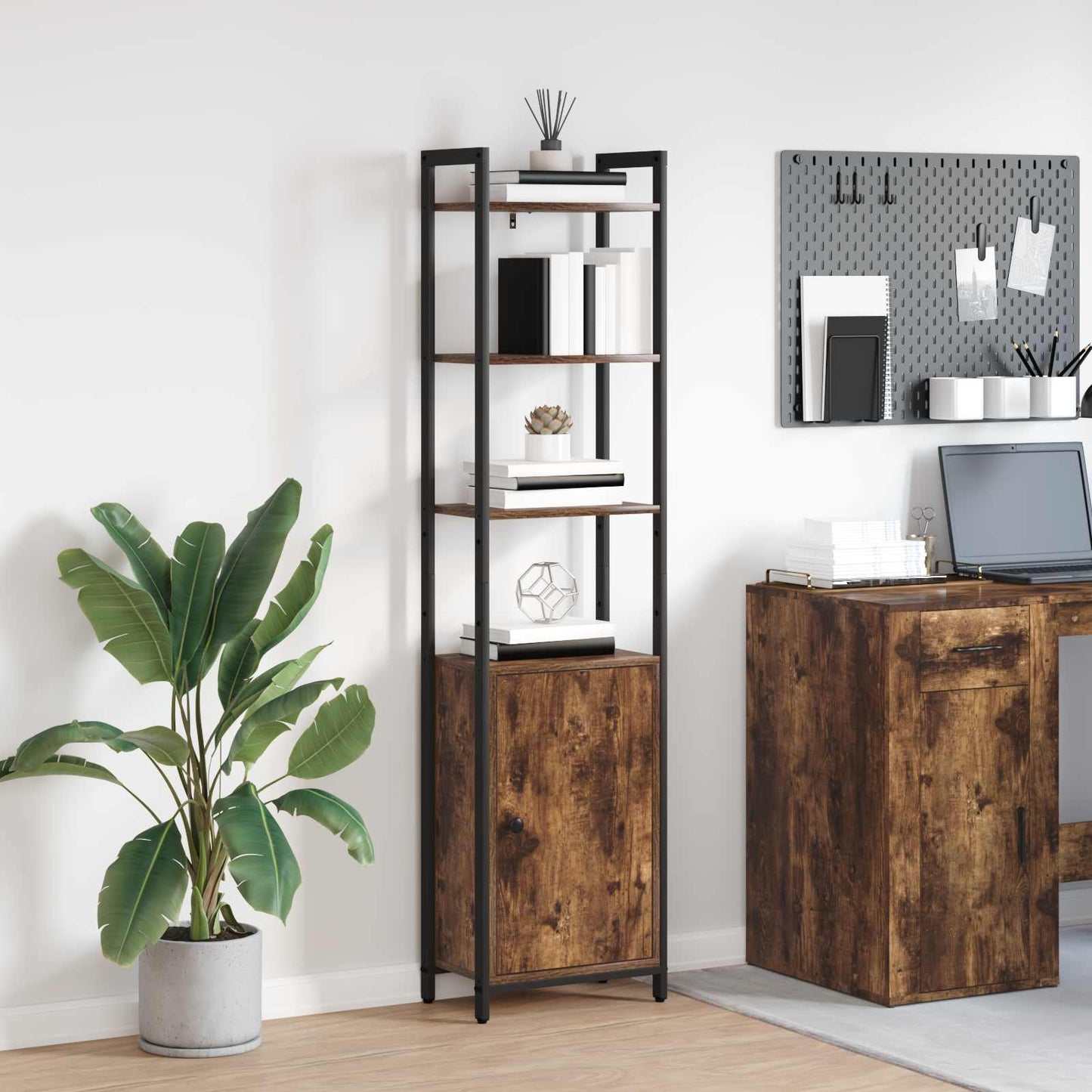 vidaXL Βιβλιοθήκη Καπνιστό Δρύς 40 x 24 x 161 εκ Επεξεργασμένο ξύλο