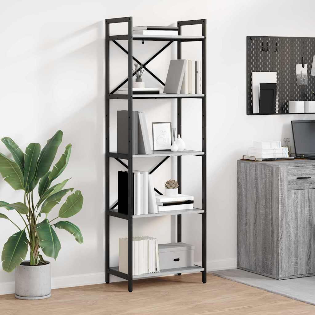 vidaXL Ράφι Βιβλίων Γκρίζο Σονομα 56 x 34 x 171 εκ Επεξεργασμένο ξύλο