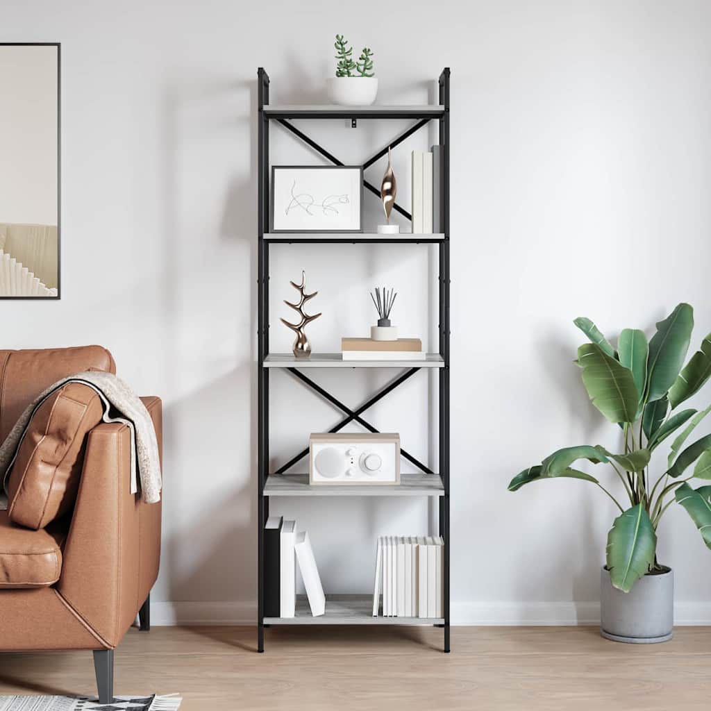 vidaXL Ράφι Βιβλίων Γκρίζο Σονομα 56 x 34 x 171 εκ Επεξεργασμένο ξύλο