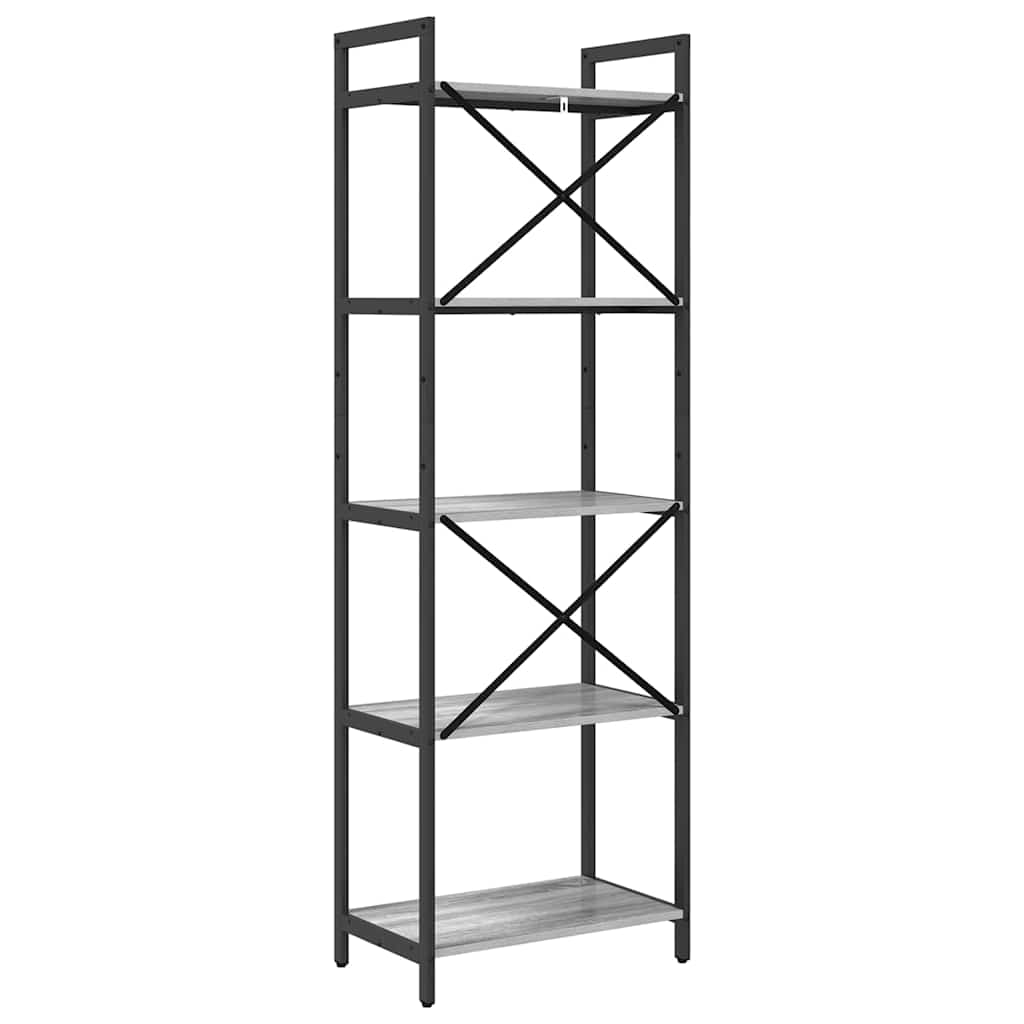 vidaXL Ράφι Βιβλίων Γκρίζο Σονομα 56 x 34 x 171 εκ Επεξεργασμένο ξύλο