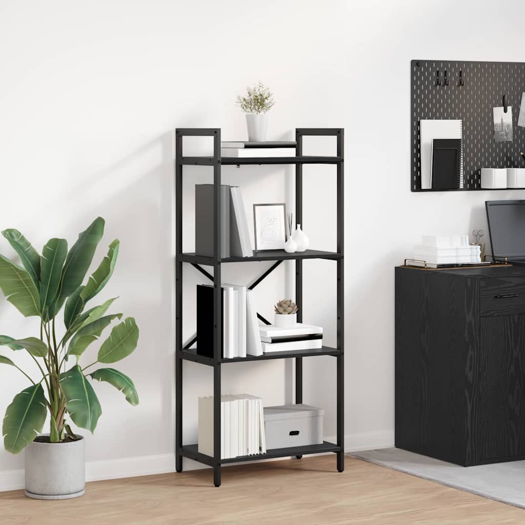 vidaXL Ράφι Βιβλίων Μαύρη Οξυά 56 x 34 x 133,5 εκ Επεξεργασμένο ξύλο