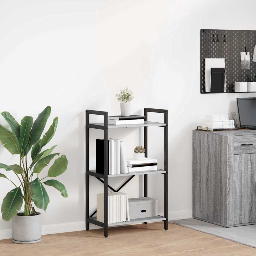 vidaXL Ράφι Βιβλίων Γκρίζο Σονομα 56 x 34 x 96 εκ Επεξεργασμένο ξύλο