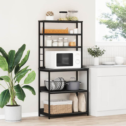 vidaXL Ράφι Κουζίνας Μαύρη Οξυά 80 x 40 x 168 εκ Επεξεργασμένο ξύλο