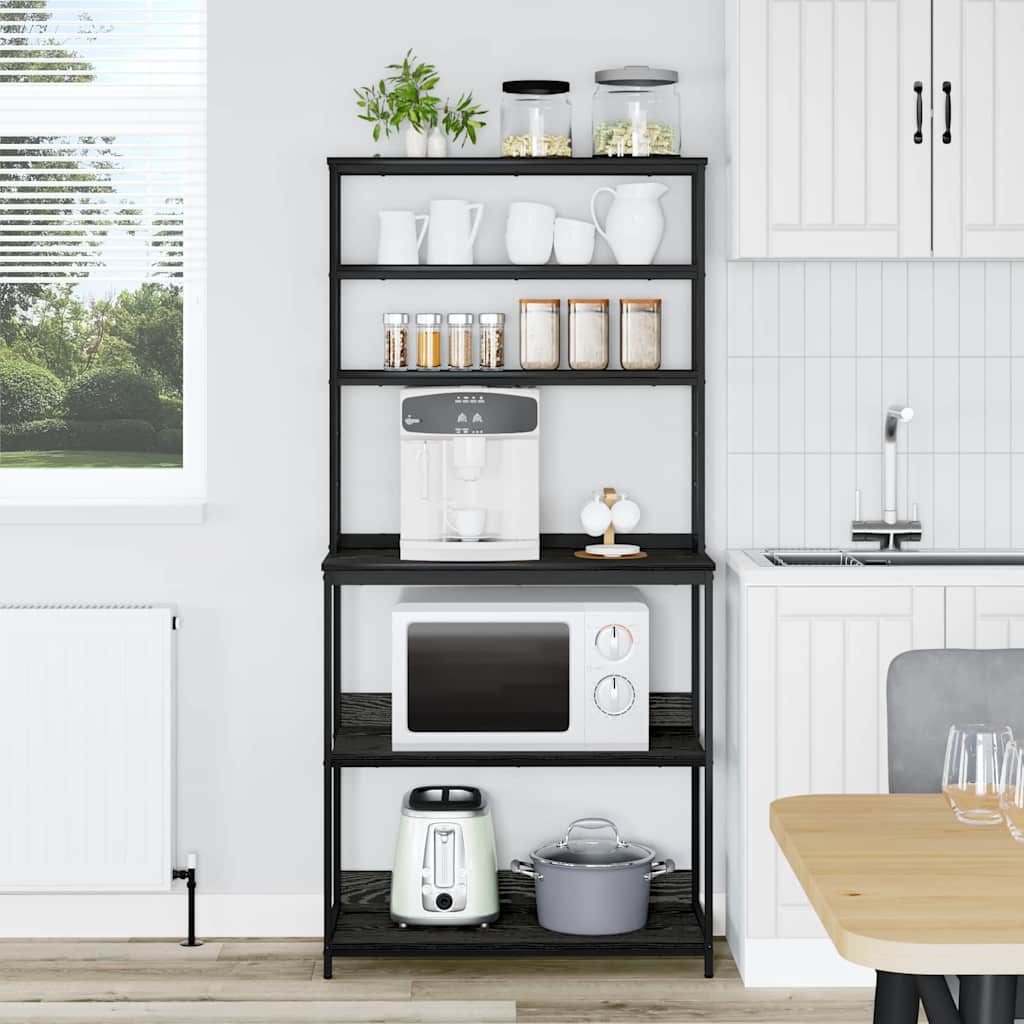 vidaXL Ράφι Κουζίνας Μαύρη Οξυά 80 x 40 x 168 εκ Επεξεργασμένο ξύλο