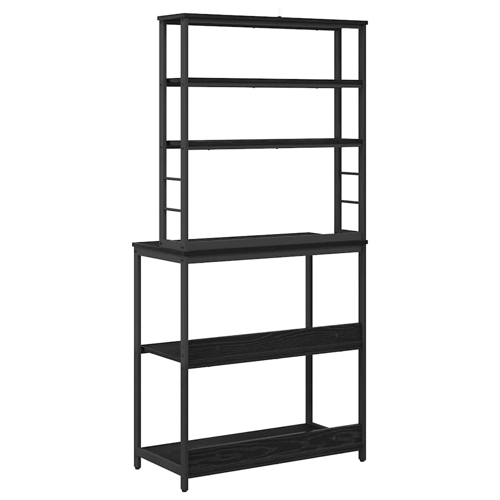 vidaXL Ράφι Κουζίνας Μαύρη Οξυά 80 x 40 x 168 εκ Επεξεργασμένο ξύλο