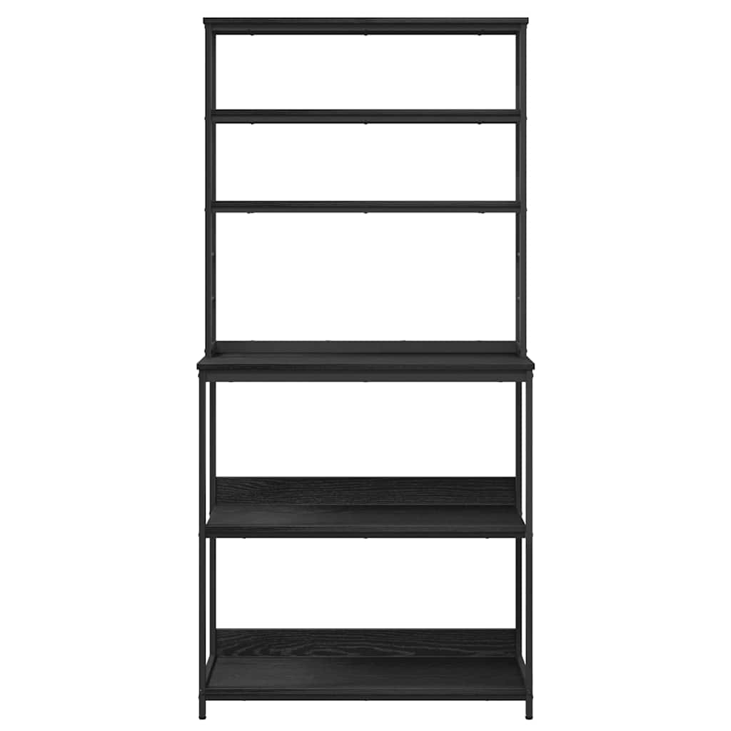 vidaXL Ράφι Κουζίνας Μαύρη Οξυά 80 x 40 x 168 εκ Επεξεργασμένο ξύλο