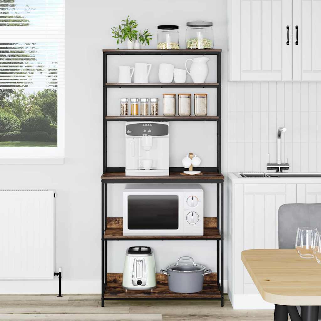 vidaXL Ράφι Κουζίνας Καπνιστό Δρύς 80 x 40 x 168 εκ Επεξεργασμένο ξύλο