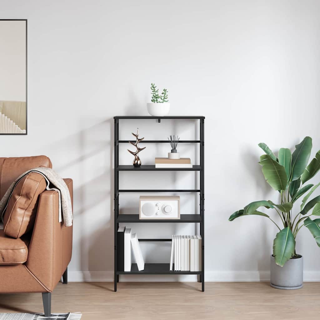 vidaXL Ράφι Βιβλίων Μαύρη Οξυά 60 x 29,5 x 115 εκ Επεξεργασμένο ξύλο