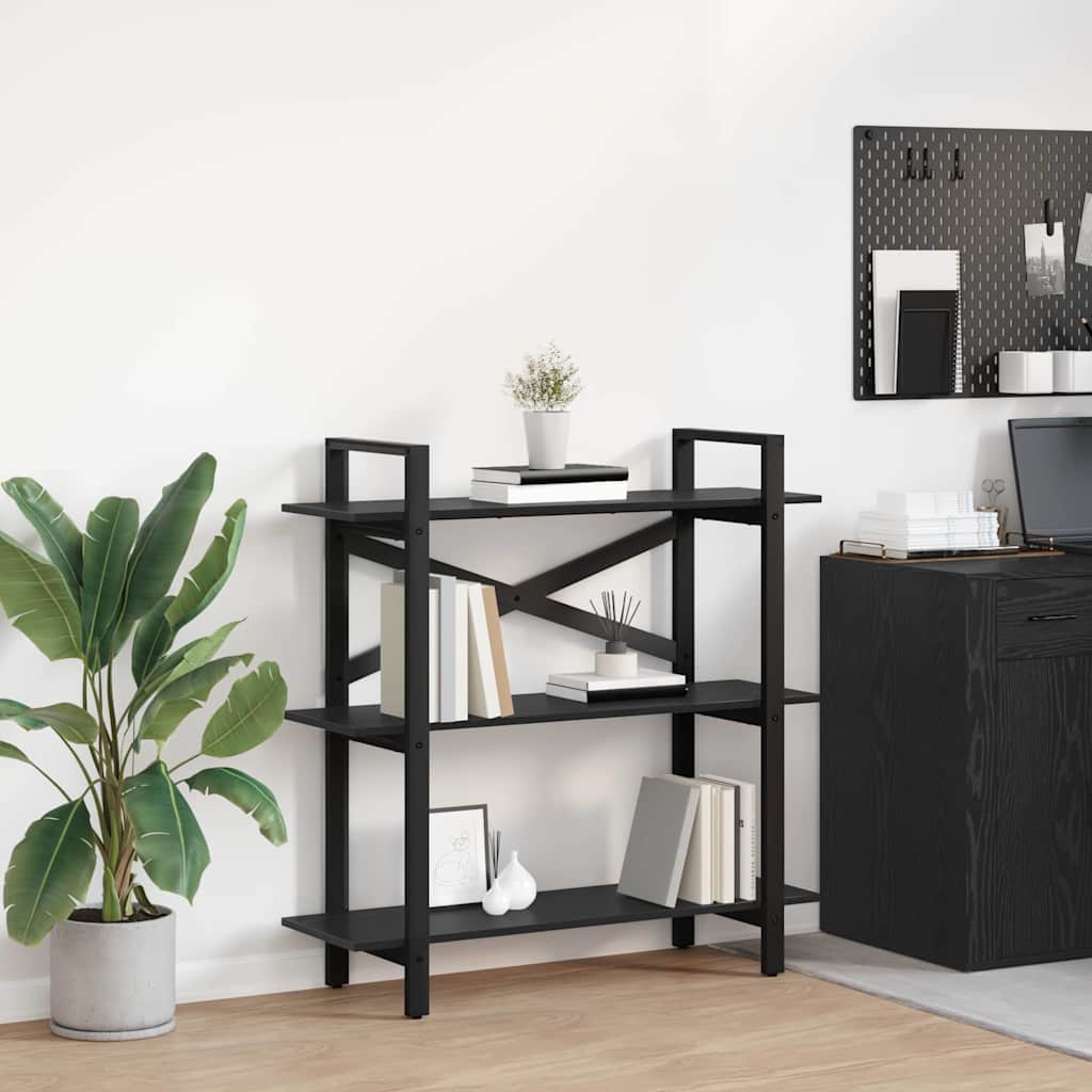 vidaXL Ράφι Βιβλίων Μαύρη Οξυά 100 x 33,5 x 102 εκ Επεξεργασμένο ξύλο