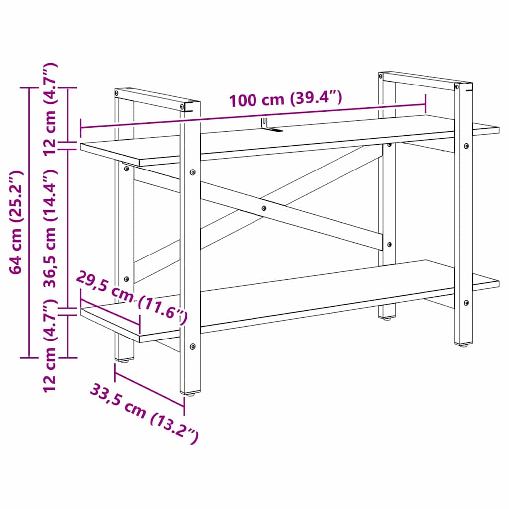vidaXL Ράφι Βιβλίων Καπνιστό Δρύς 100 x 33,5 x 64 εκ