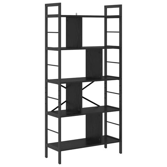 vidaXL Ράφι Βιβλίων Μαύρη Οξυά 75 x 30 x 156 εκ. Επεξεργασμένο ξύλο