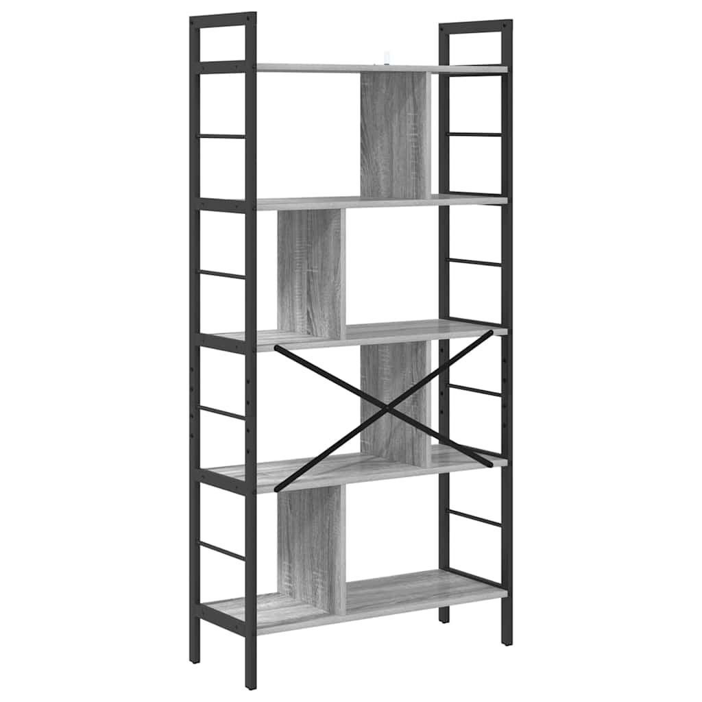 vidaXL Ράφι Βιβλίων Γκρίζο Σονομα 75 x 30 x 156 εκ. Επεξεργασμένο ξύλο