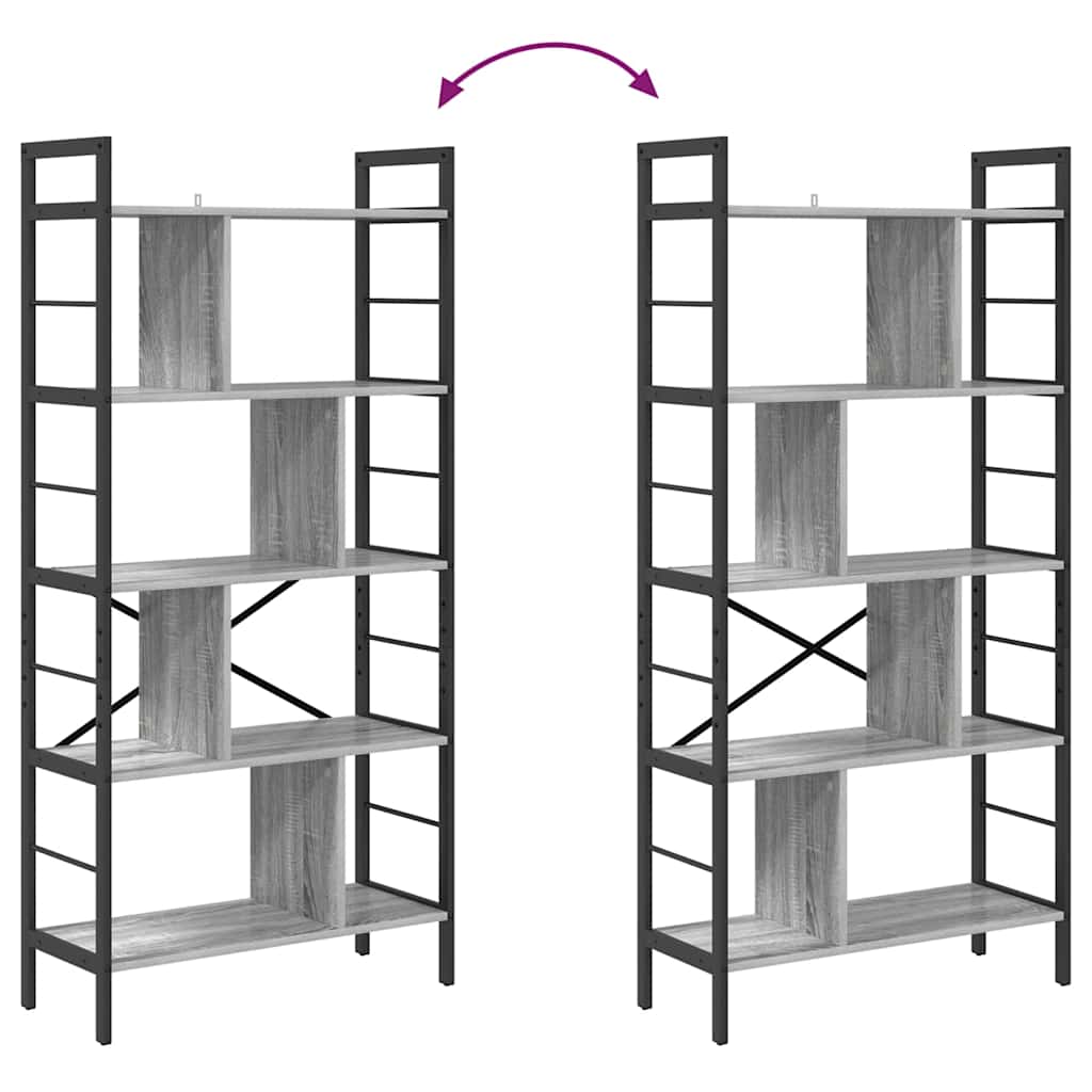 vidaXL Ράφι Βιβλίων Γκρίζο Σονομα 75 x 30 x 156 εκ. Επεξεργασμένο ξύλο