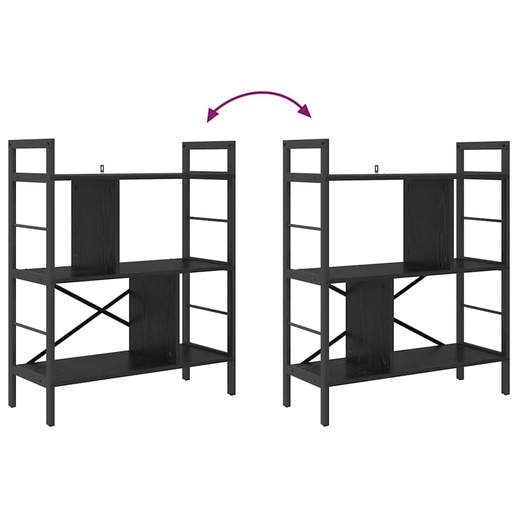 vidaXL Ράφι Βιβλίων Μαύρη Οξυά 75 x 30 x 91 εκ. Επεξεργασμένο ξύλο