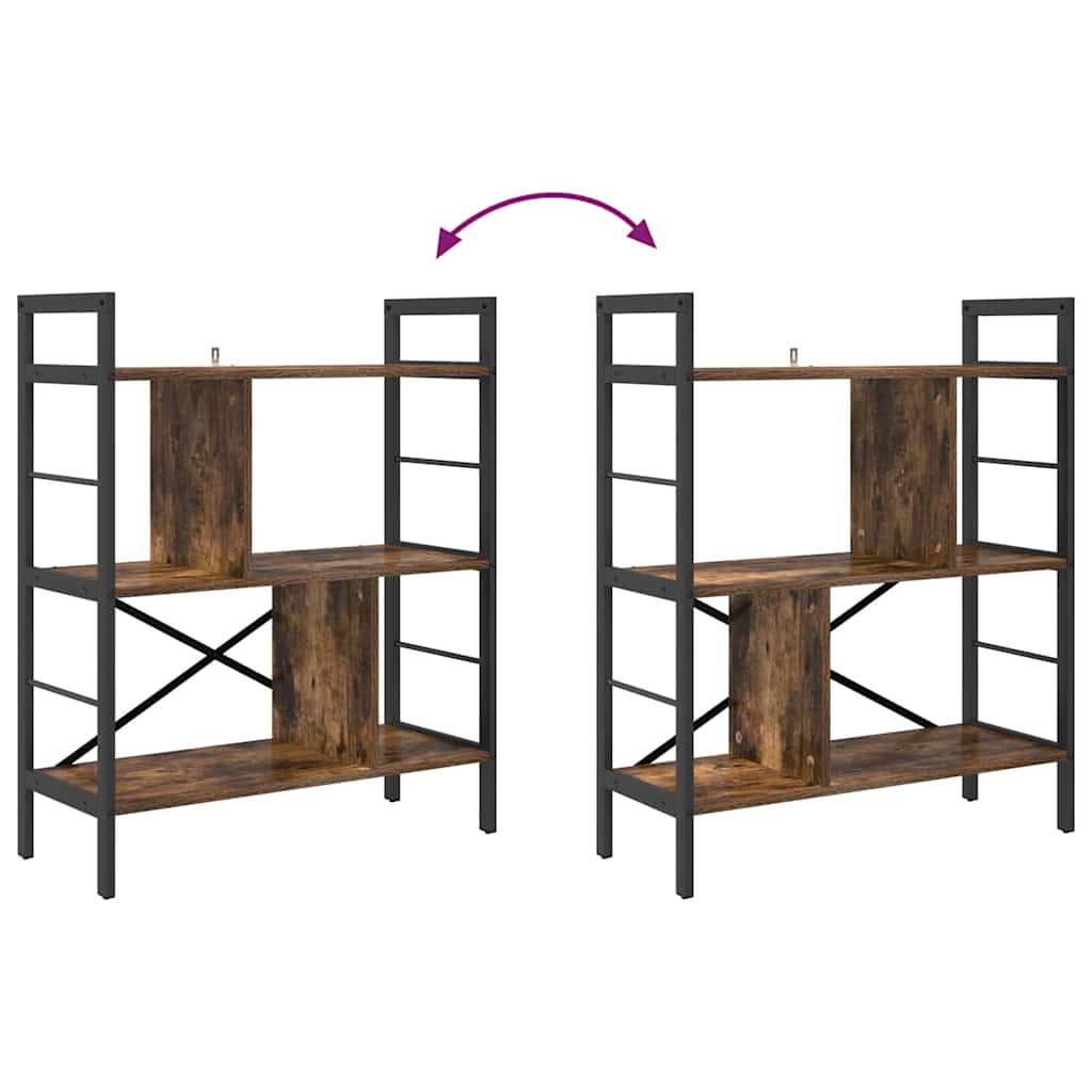 vidaXL Ράφι Βιβλίων Καπνιστό Δρύς 75 x 30 x 91 εκ. Επεξεργασμένο ξύλο