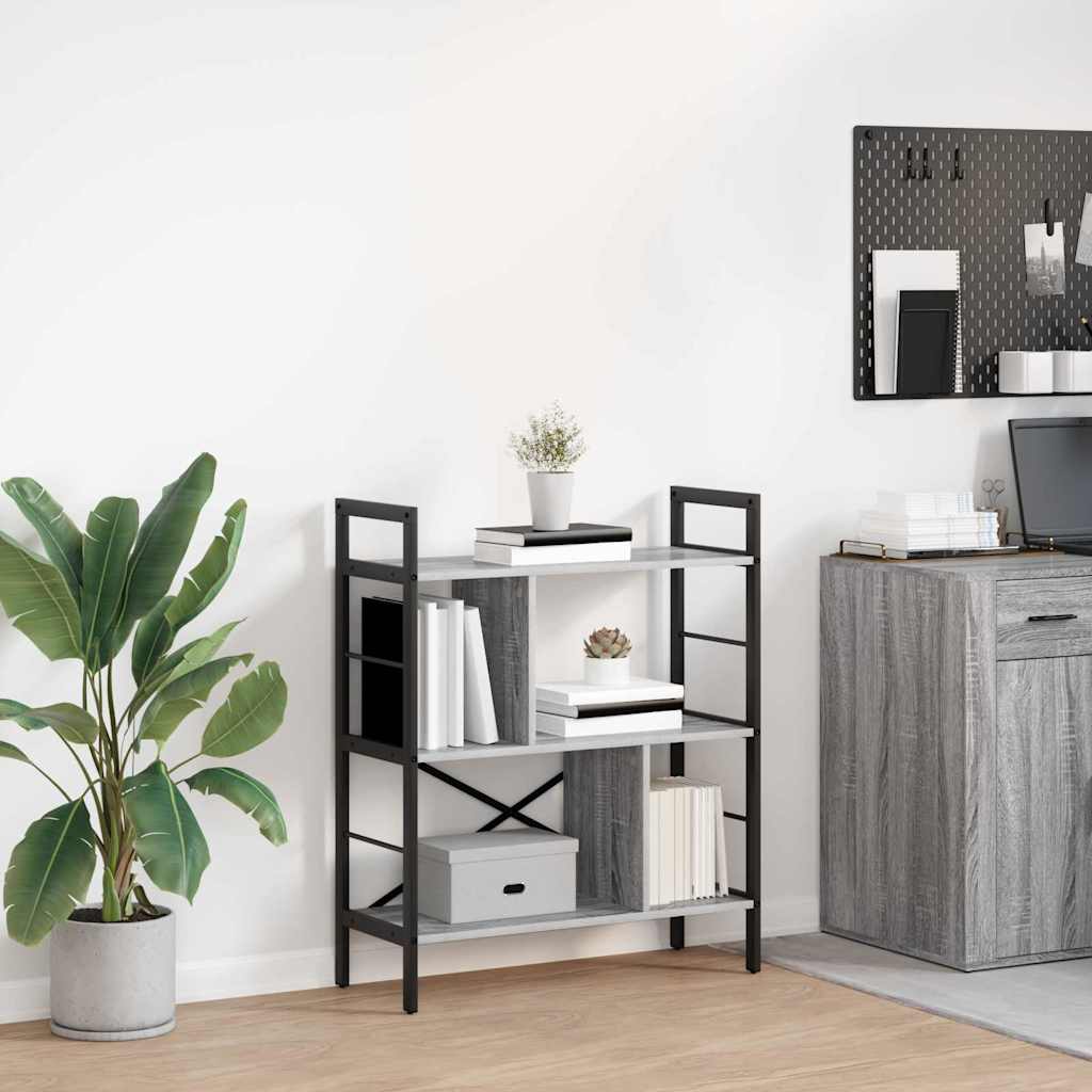 vidaXL Ράφι Βιβλίων Γκρίζο Σονομα 75 x 30 x 91 εκ. Επεξεργασμένο ξύλο