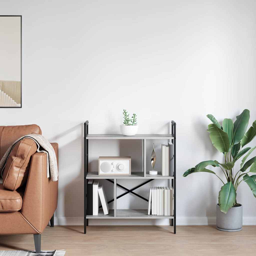 vidaXL Ράφι Βιβλίων Γκρίζο Σονομα 75 x 30 x 91 εκ. Επεξεργασμένο ξύλο