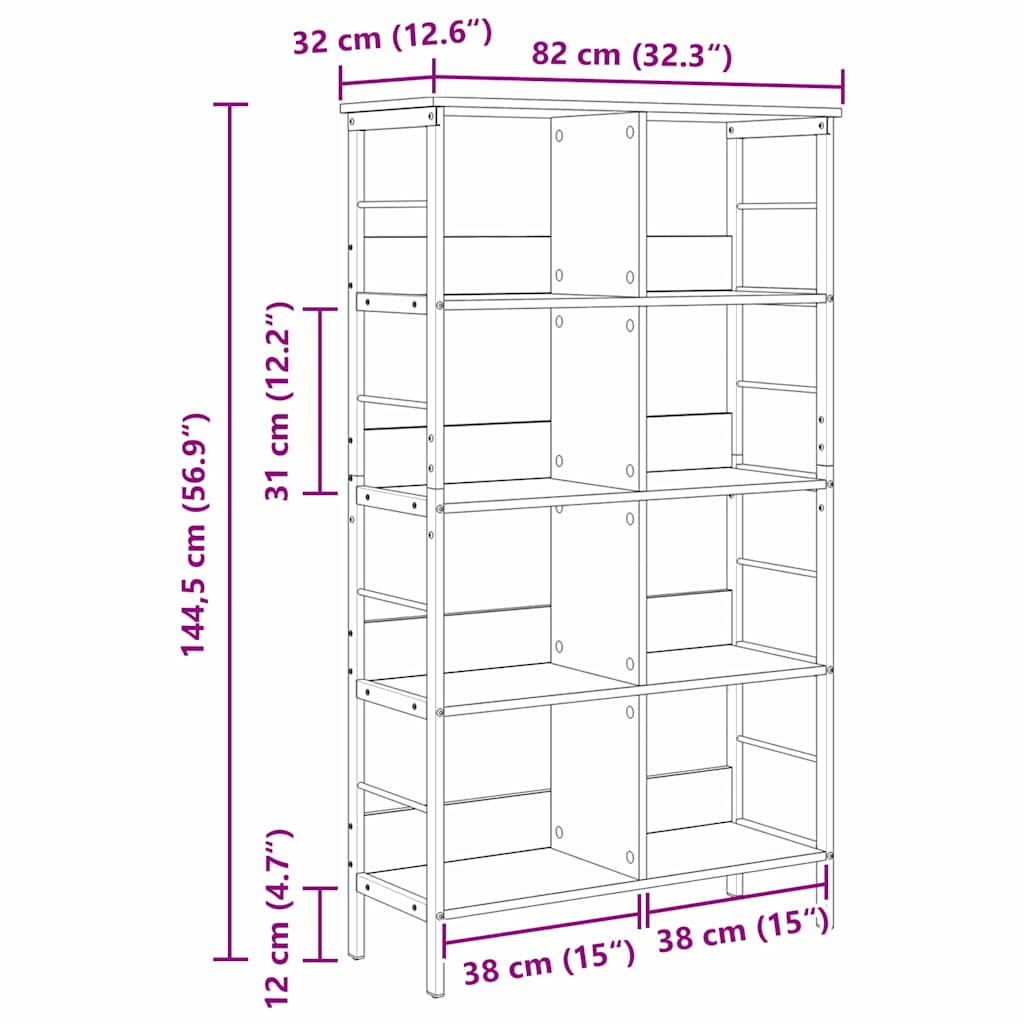 vidaXL Ράφι Βιβλίων Γκρίζο Σονομα 82 x 32 x 144,5 εκ.