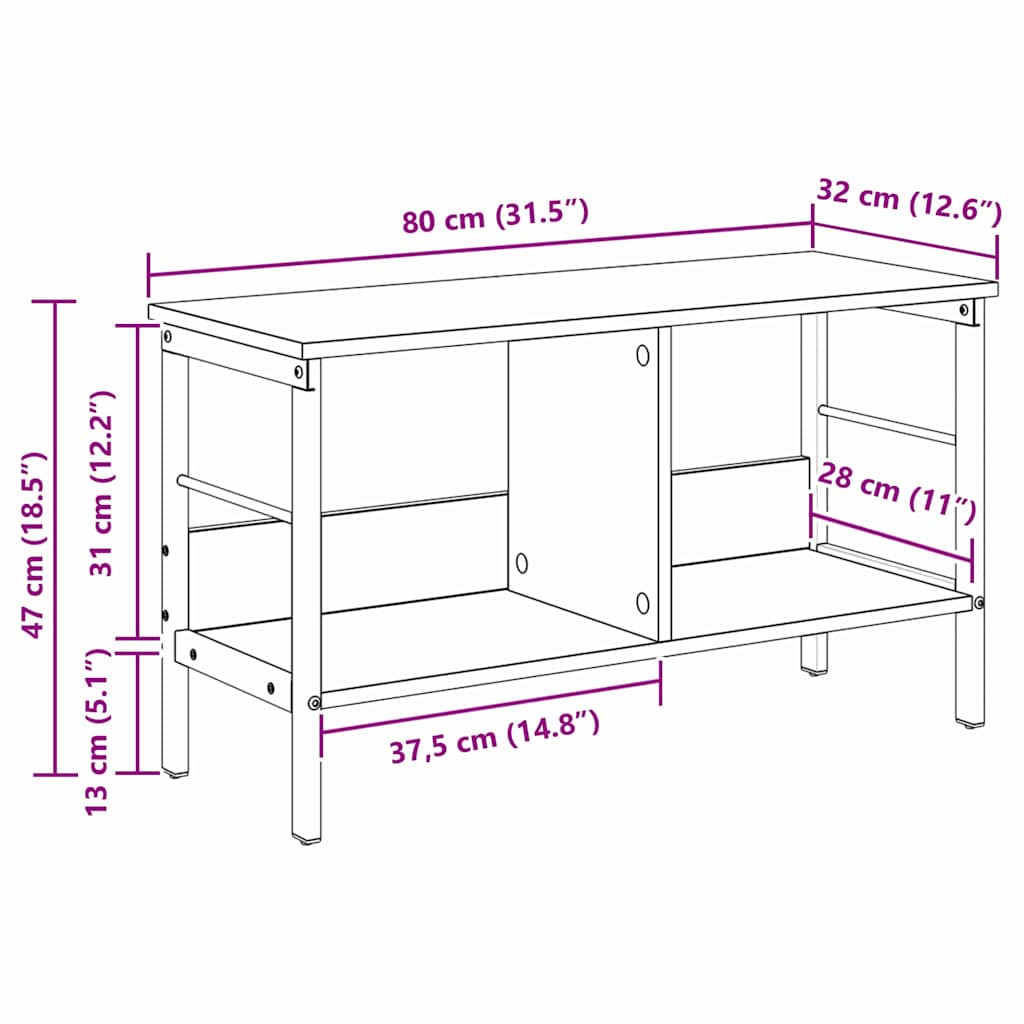 vidaXL Ράφι Βιβλίων Μαύρη Οξυά 82 x 32 x 47 εκ. Επεξεργασμένο ξύλο