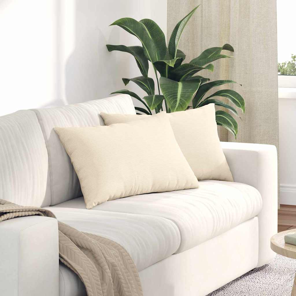 vidaXL Μαξιλάρι Καναπέ 2 pcs Κρεμ 60 x 40 cm Υφασμάτινο Κορντουρά