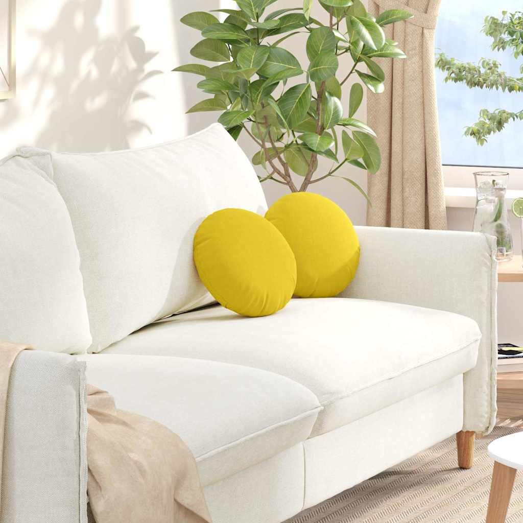 vidaXL Μαξιλάρια καθισμάτων 2 pcs Απαλό Κίτρινο Ø30 x 13 εκ ύφασμα