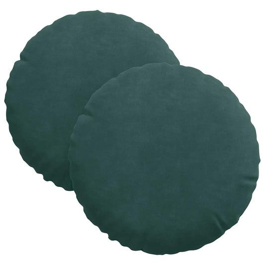 vidaXL Μαξιλάρια καθισμάτων 2 pcs Σκούρο Πράσινο Ø 40 x 13 εκ. Βελούδο