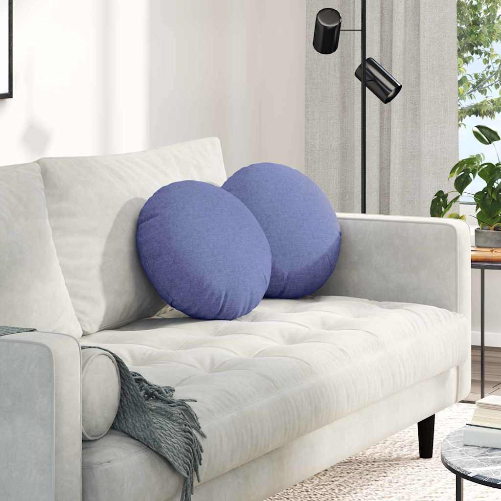 vidaXL Μαξιλάρια καθισμάτων 2 pcs Μπλε τζην Ø40 x 13 εκ ύφασμα