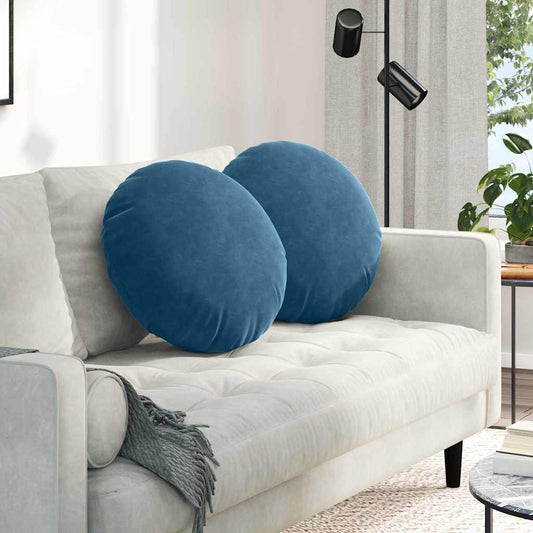 vidaXL Μαξιλάρια καθισμάτων 2 pcs Μπλε Ø 40 x 13 εκ. Βελούδο