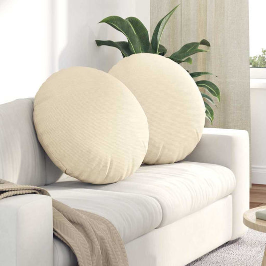 vidaXL Μαξιλάρια καθισμάτων 2 pcs Κρεμ Ø 80 cm Υφασμάτινο Κορντουρά
