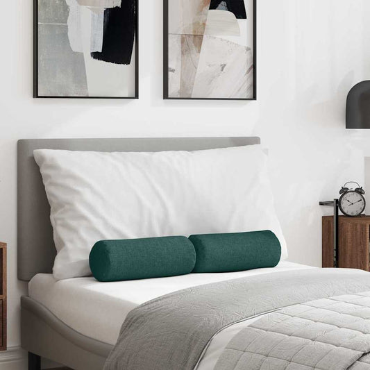 vidaXL Μαξιλάρια Στήριγμα 2 pcs Σκούρο Πράσινο Ø 15 x 40 εκ ύφασμα