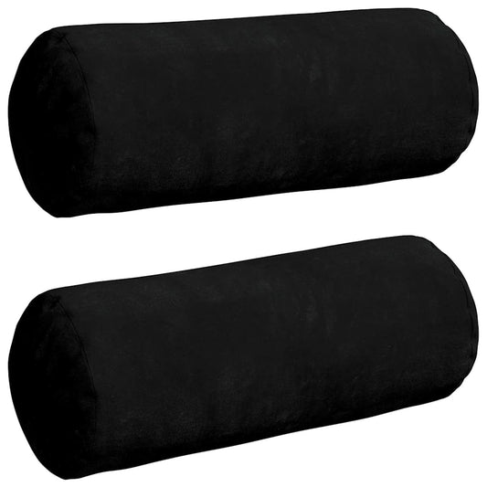 vidaXL Μαξιλάρια Στήριγμα 2 pcs Μαύρο Ø 15 x 40 εκ Ύφασμα Μικροΐνας