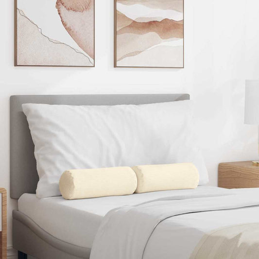 vidaXL Μαξιλάρια Στήριγμα 2 pcs Κρεμ Ø 15 x 40 εκ Υφασμάτινο Κορντουρά