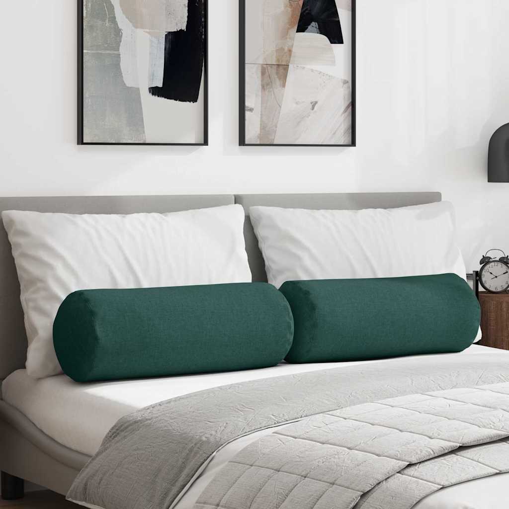 vidaXL Μαξιλάρια Στήριγμα 2 pcs Σκούρο Πράσινο Ø 25 x 70 cm ύφασμα