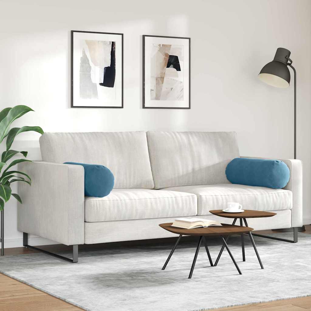 vidaXL Μαξιλάρια Στήριγμα 2 pcs Μπλε Ø 25 x 70 cm Υφασμάτινο Κορντουρά