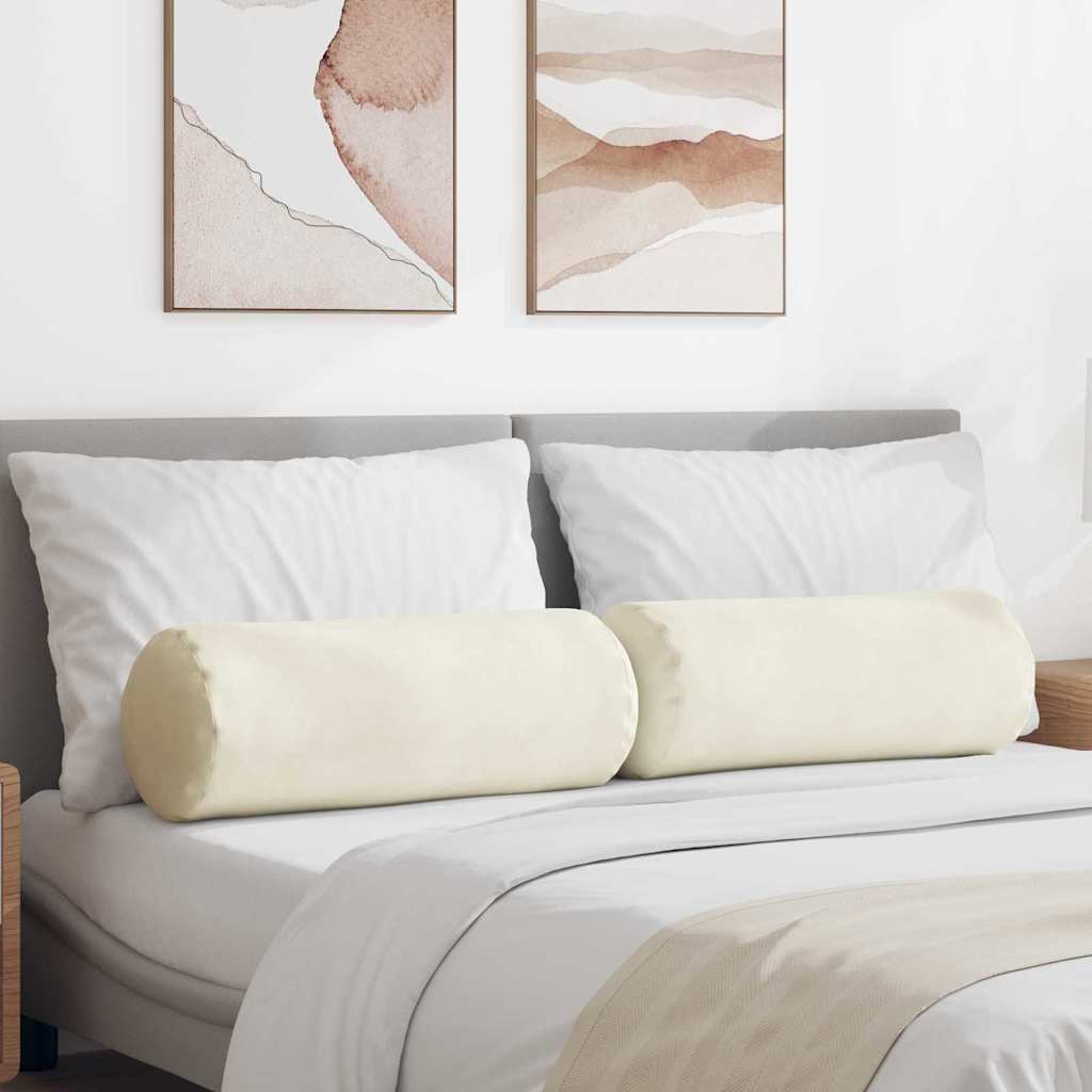 vidaXL Μαξιλάρια Στήριγμα 2 pcs Κρεμ Ø 25 x 70 cm Υφασμάτινο Κορντουρά
