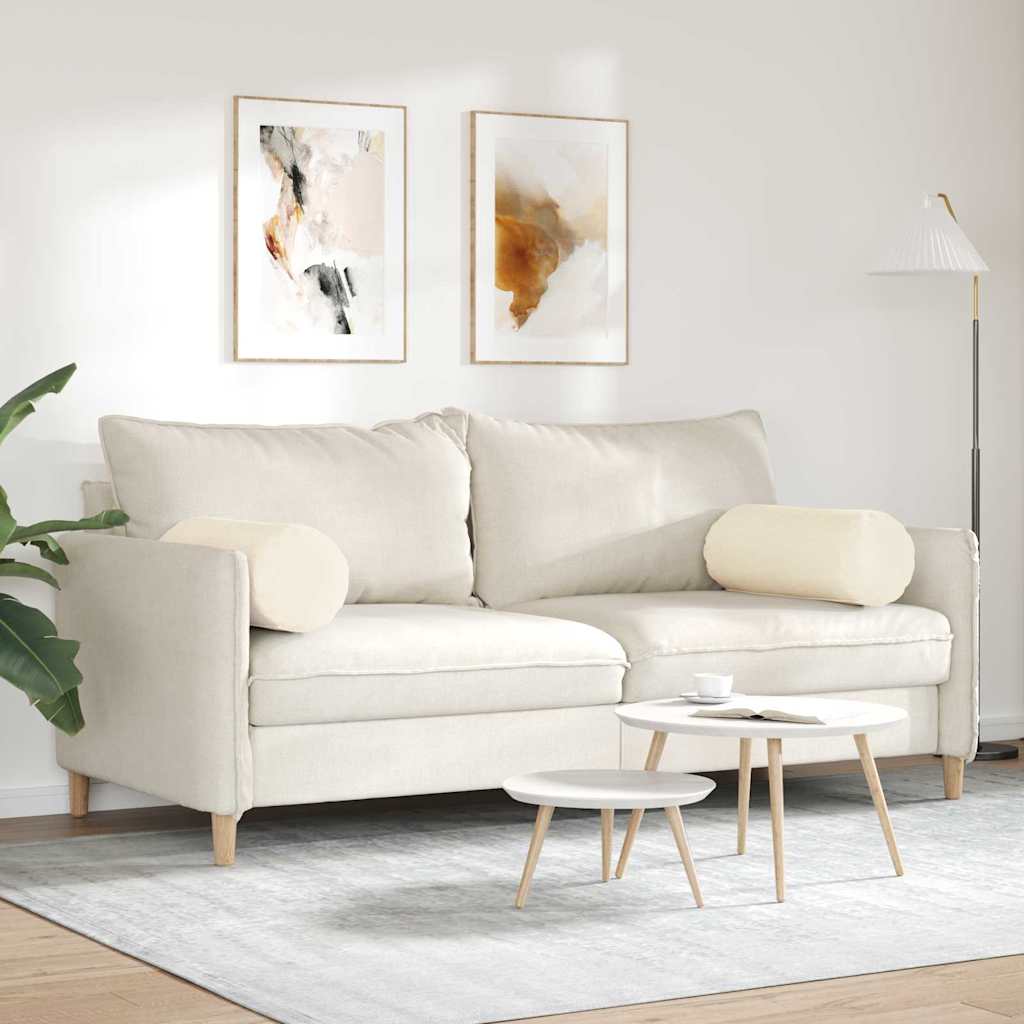 vidaXL Μαξιλάρια Στήριγμα 2 pcs Κρεμ Ø 25 x 70 cm Υφασμάτινο Κορντουρά