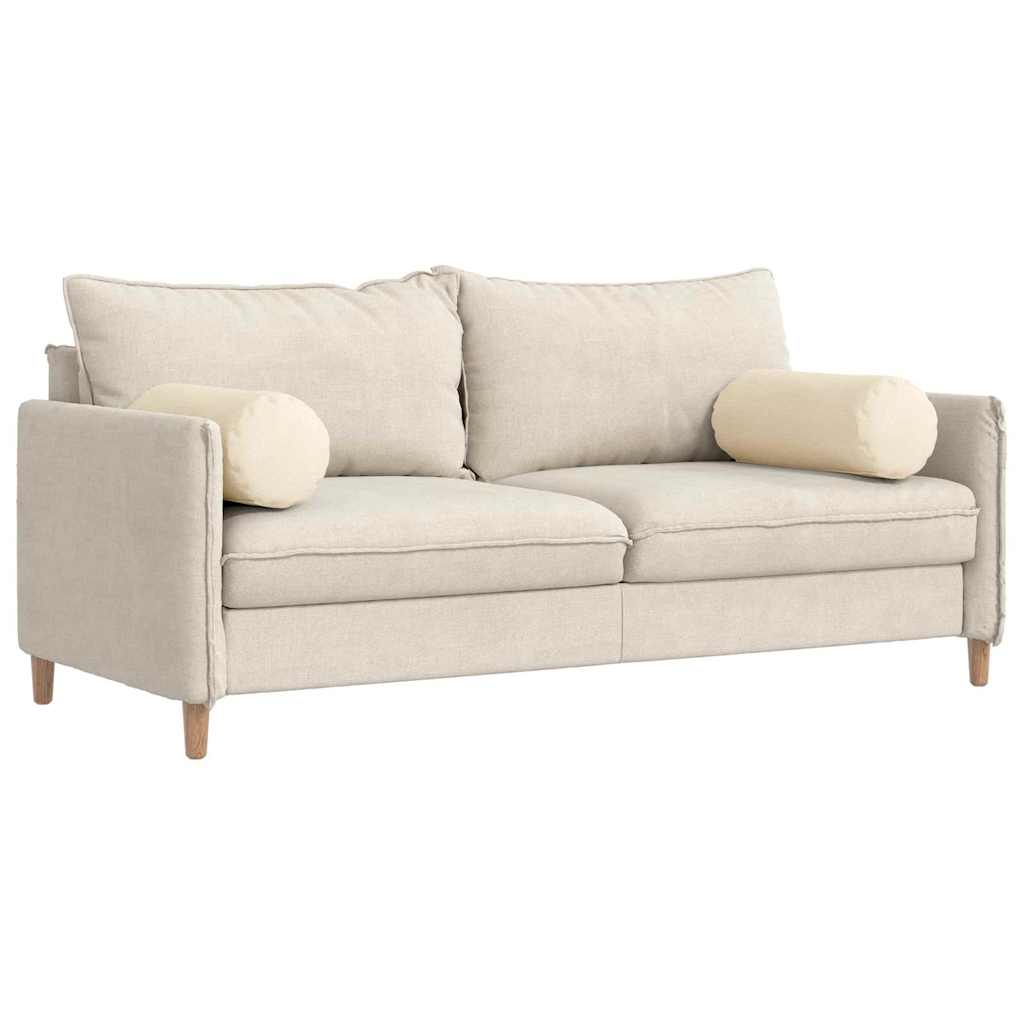 vidaXL Μαξιλάρια Στήριγμα 2 pcs Κρεμ Ø 25 x 70 cm Υφασμάτινο Κορντουρά