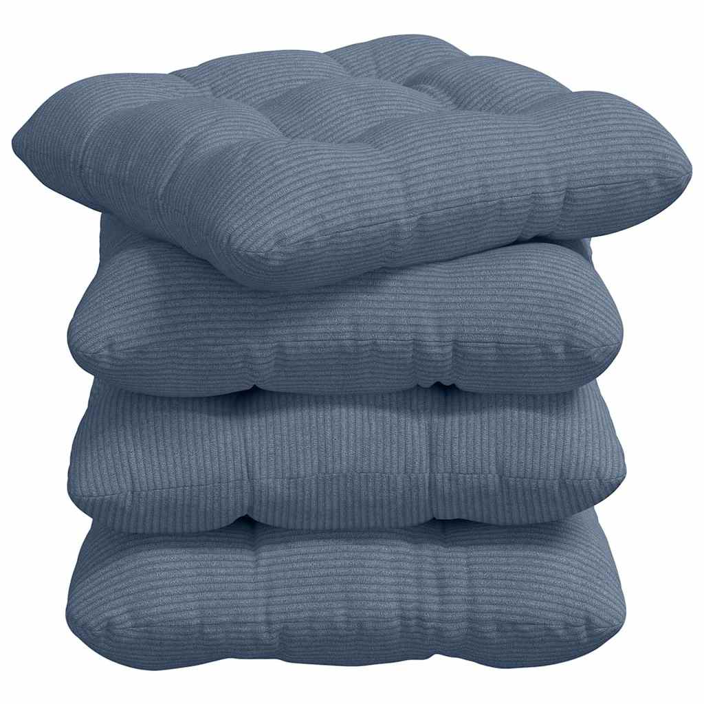 vidaXL Μαξιλάρια καθισμάτων 4 pcs Μπλε 40 x 40 cm Υφασμάτινο Κορντουρά