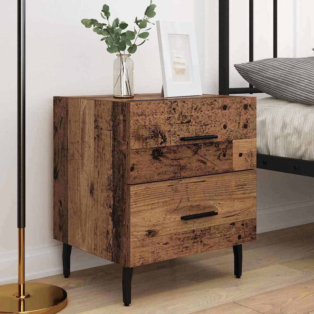 vidaXL Κομοδίνο 2 pcs Παλιό ξύλο 40 x 35 x 47,5 εκ Επεξεργασμένο ξύλο