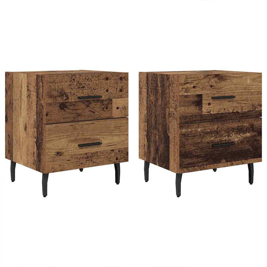 vidaXL Κομοδίνο 2 pcs Παλιό ξύλο 40 x 35 x 47,5 εκ Επεξεργασμένο ξύλο