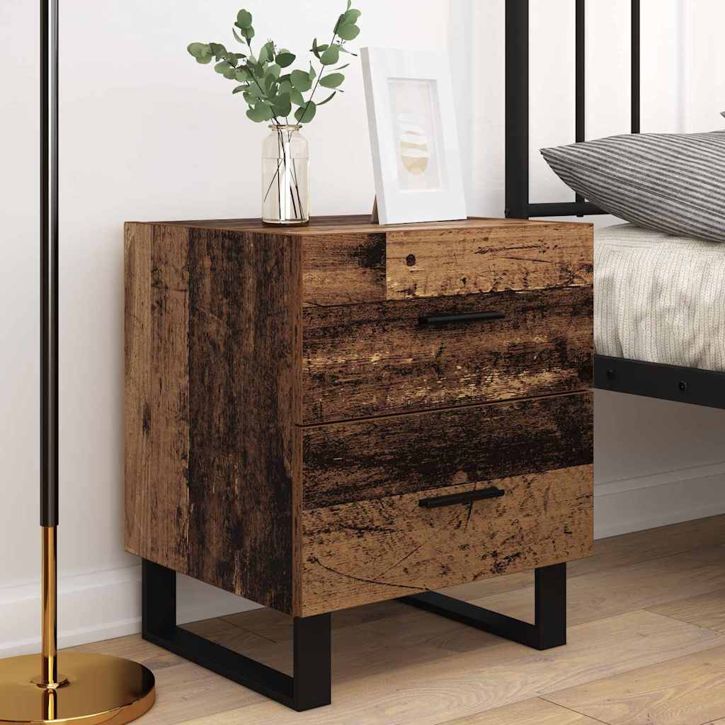 vidaXL Κομοδίνο 2 pcs Παλιό ξύλο και μαύρο 40 x 35 x 47,5 εκ